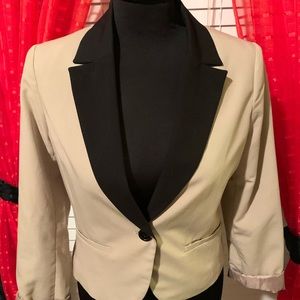 Cream with black collar  blazer